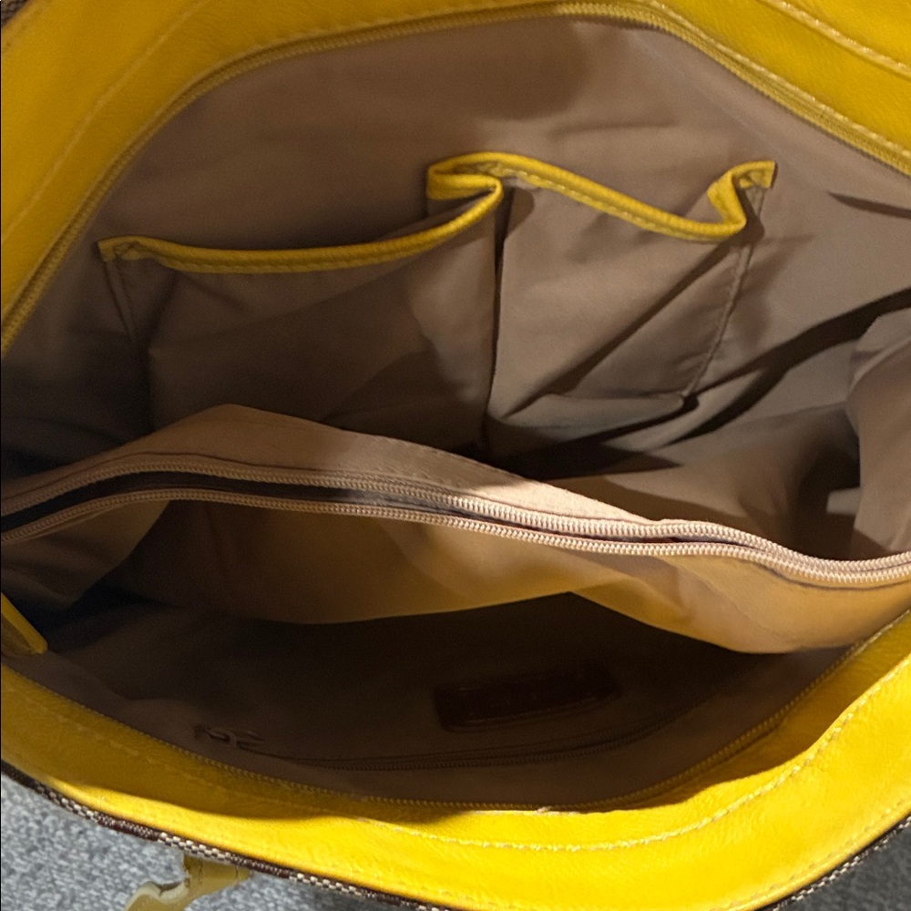 Nine West Geometric Brown and Yellow Tote - Picture 3 of 7